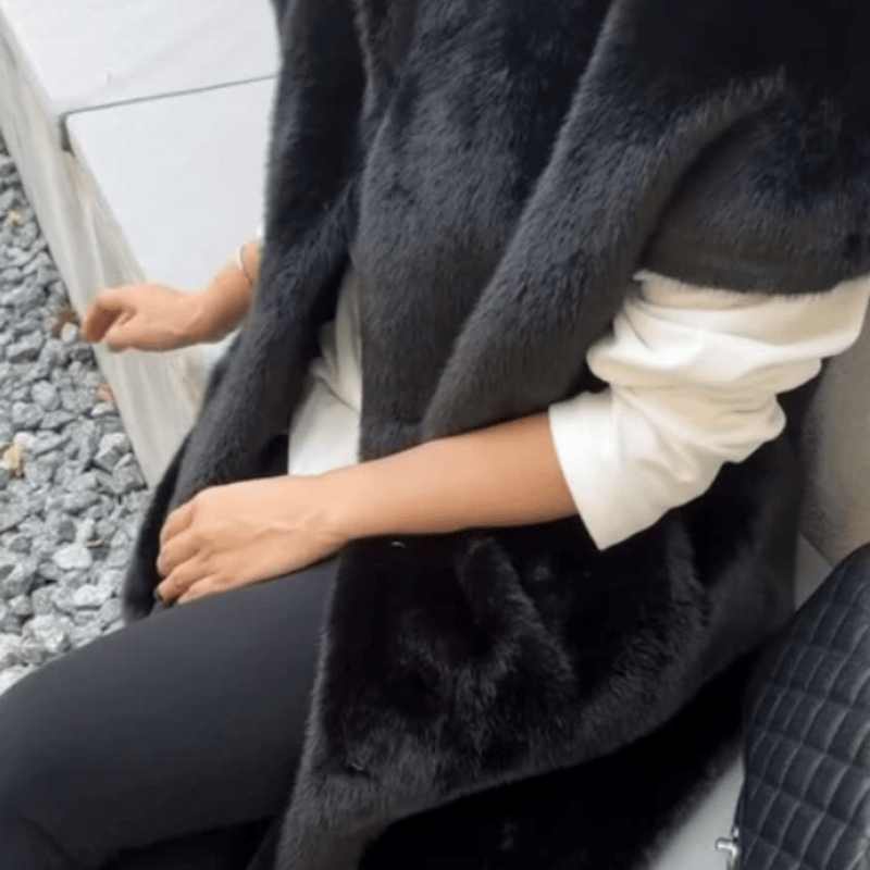 194　ブラックグラマ　ミンク　毛皮　リアルファー　ロングベスト　ジレ 194 ブラックグラマ ミンク 毛皮 リアルファー ロングベスト ジレ