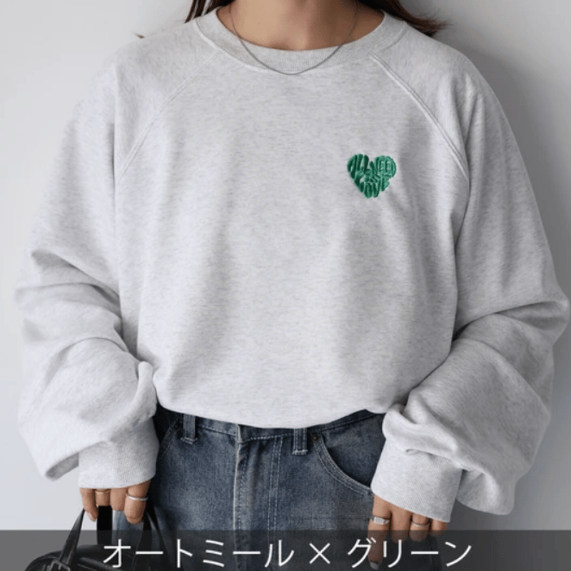 らぶちゃん ハートロゴラメ刺繍ラグランスウェット | Minayo Select