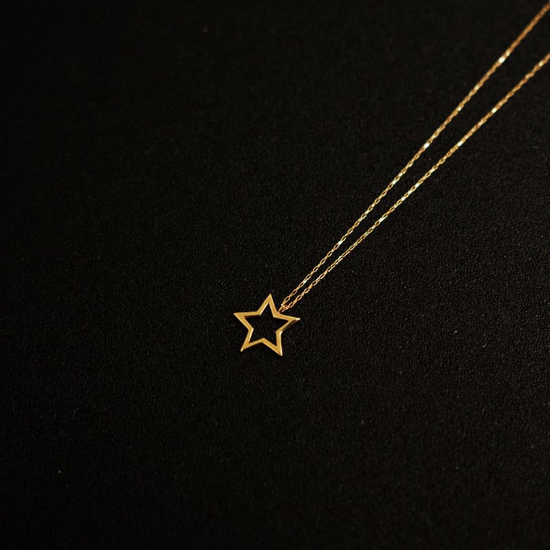 ゴールド ネックレス 星型チャーム付き 星型チャーム付きチェーンネックレス ゴールド|レディース