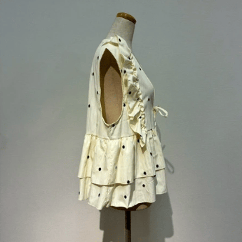 2018AW☆新品未使用☆シャンタンドットフリルベスト ドットフリルペプラムベスト | Minayo Select