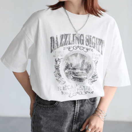 カレッジロゴヴィンテージライクピグメントTシャツ