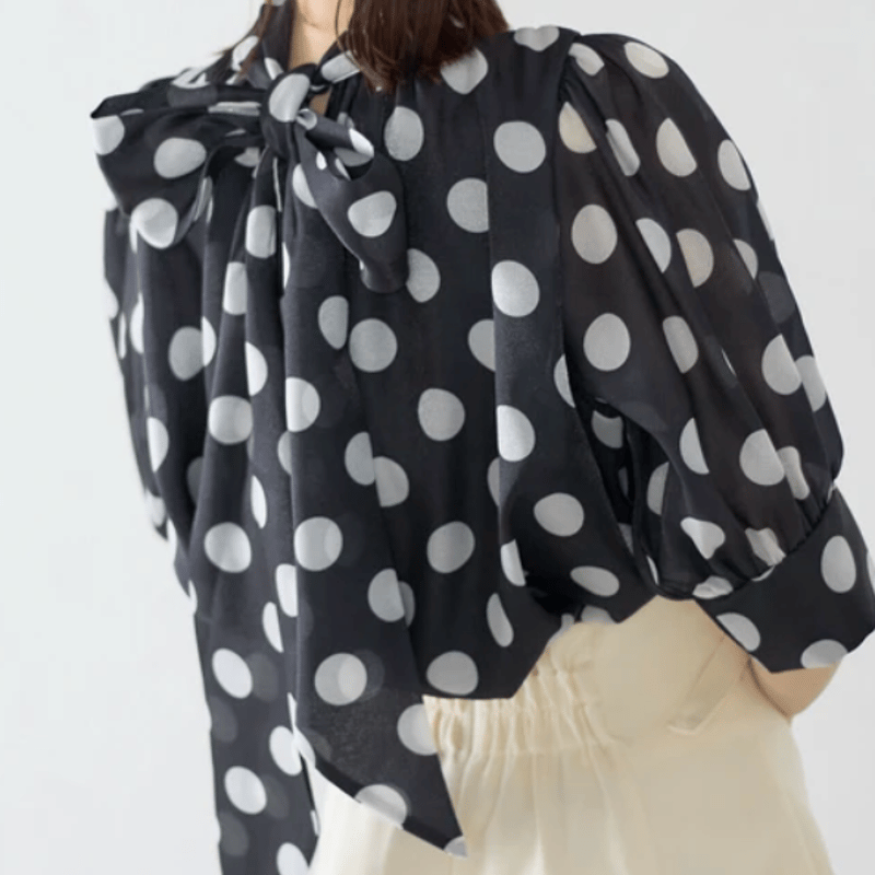 ビッグドットボリュームスリーブ2WAYリボンブラウス | Minayo Select