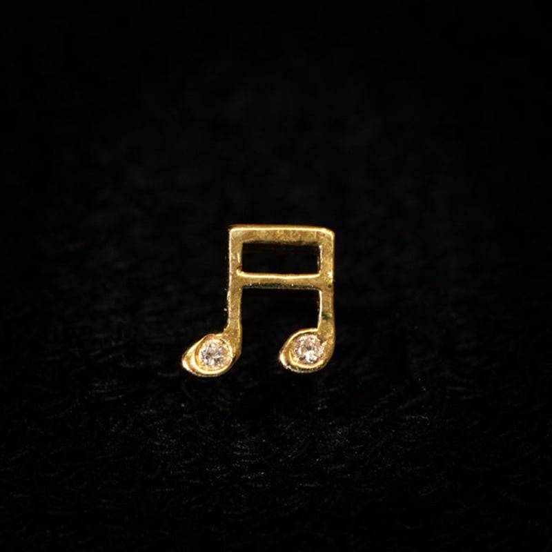 K18 音符スタッドピアス ゴールドピアス 音符（片耳用） K18 ダイヤ | Minayo Select