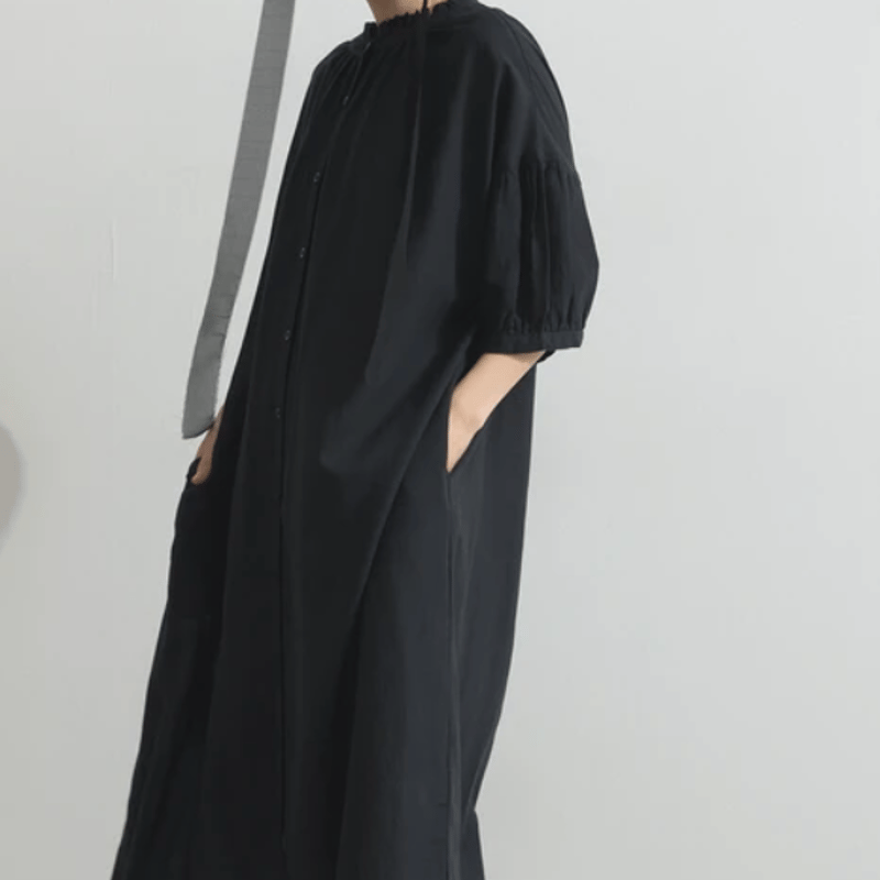 綿麻ミックス衿プリーツシャツワンピース | Minayo Select 綿麻ミックス衿プリーツシャツワンピース | Minayo Select