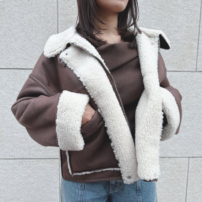 フェイクスエード×ボアボンディングムートンブルゾン | Minayo Select