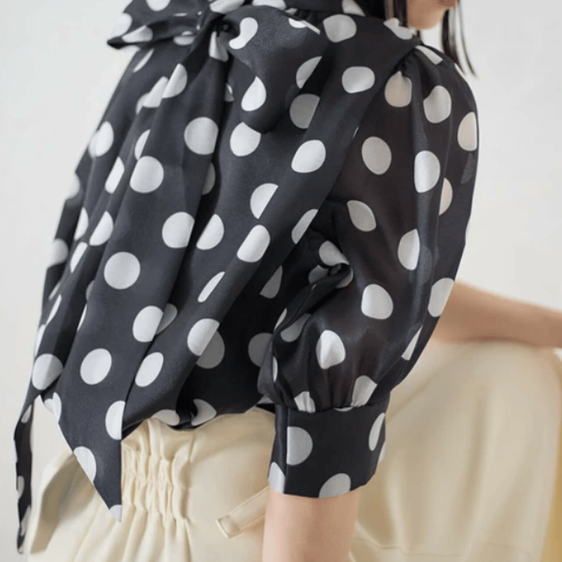 ビッグドットボリュームスリーブ2WAYリボンブラウス | Minayo Select