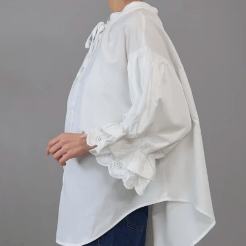 まとめ売り！専用！パールボタンコットンレースティアードブラウスL