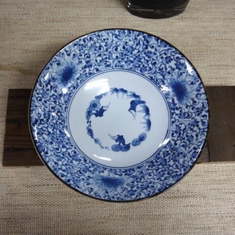 【再入荷】古伊万里唐草大鉢　美濃焼　25.5x7.5cm　商品番号：bl-60718