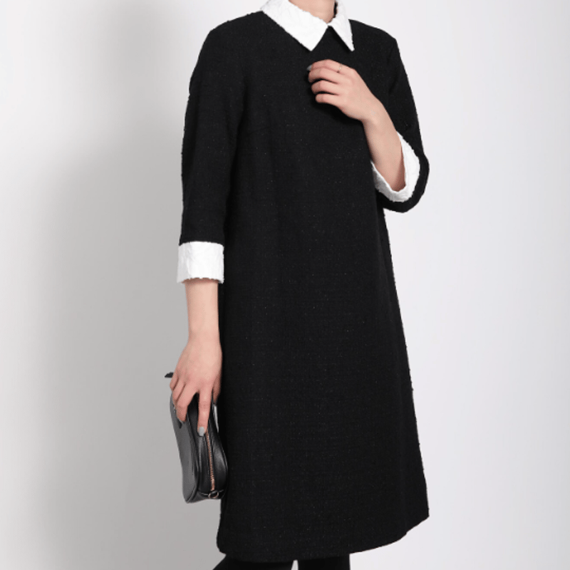 ジャガードの襟付きツイードワンピース 品番：PI-141240 | Minayo Select