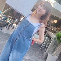 フロントジップストラップデザインデニムサロペット