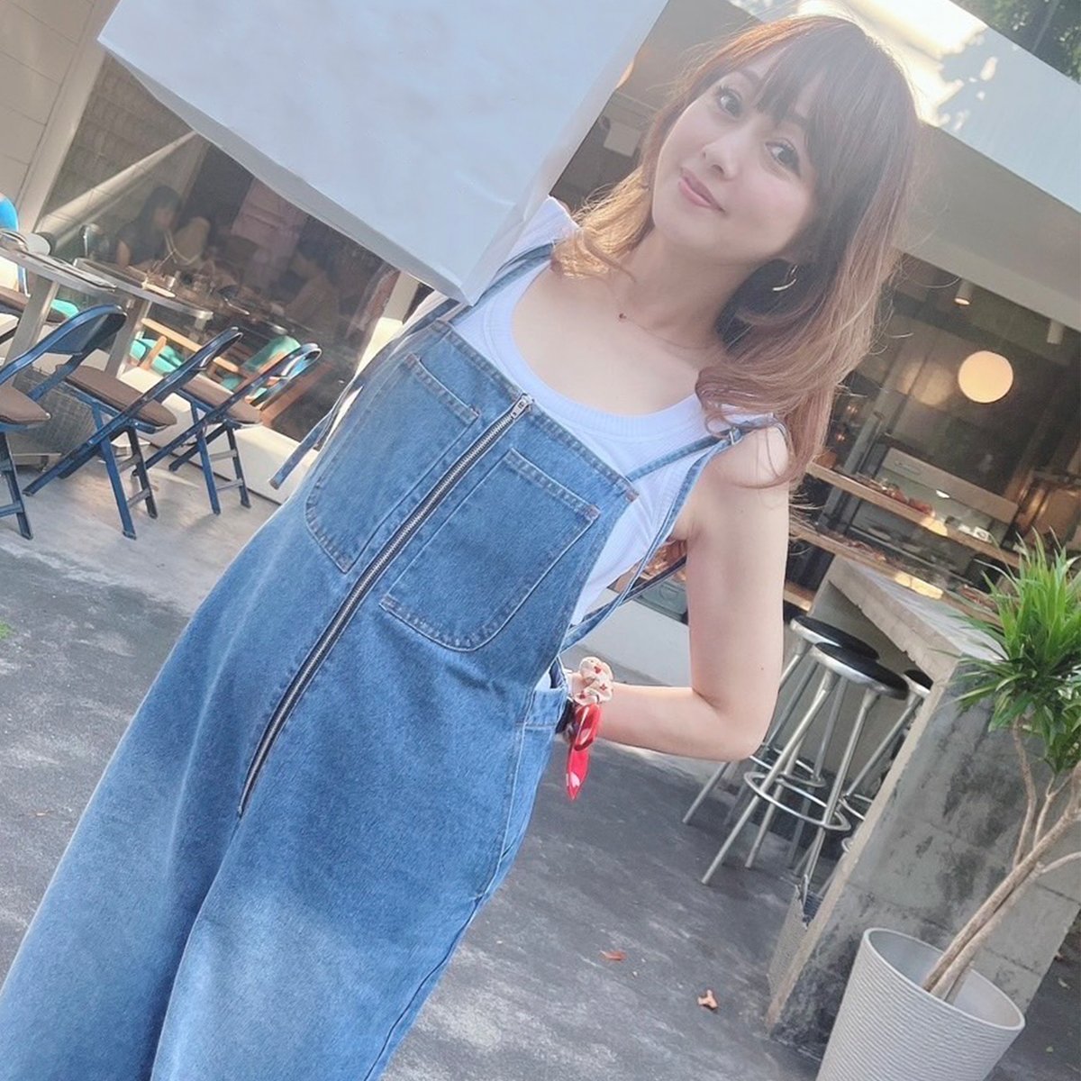 Minayo Select　フロントジップストラップデザインデニムサロペット フロントジップストラップデザインデニムサロペット | Minayo Select