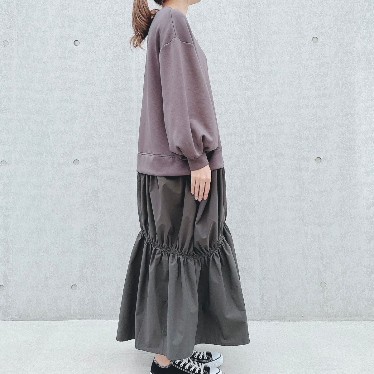 異素材ドッキングギャザーワンピース | Minayo Select