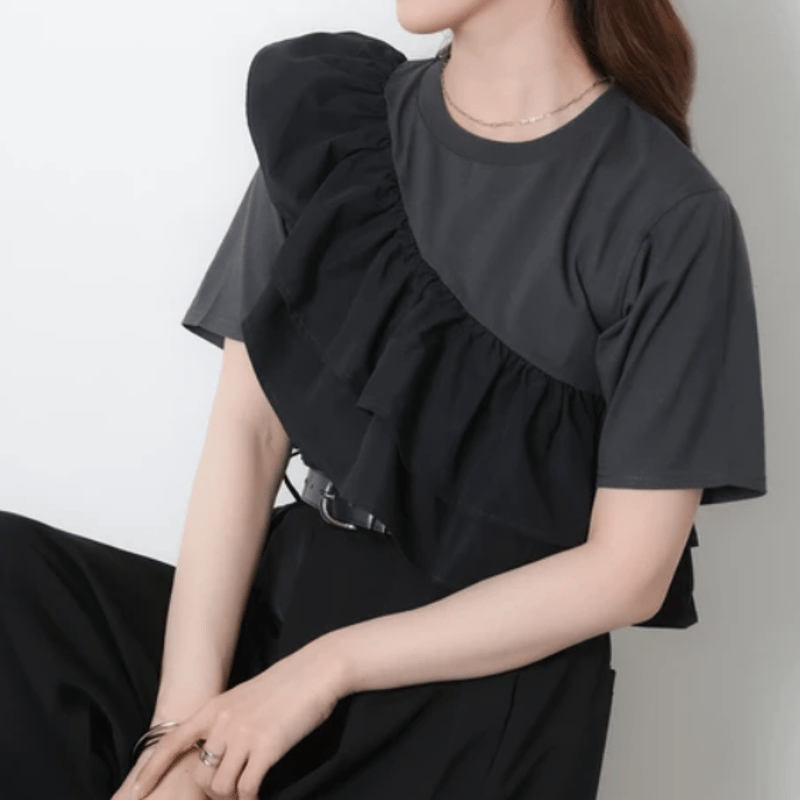 汗染み防止加工】フリル半袖Tシャツ | Minayo Select