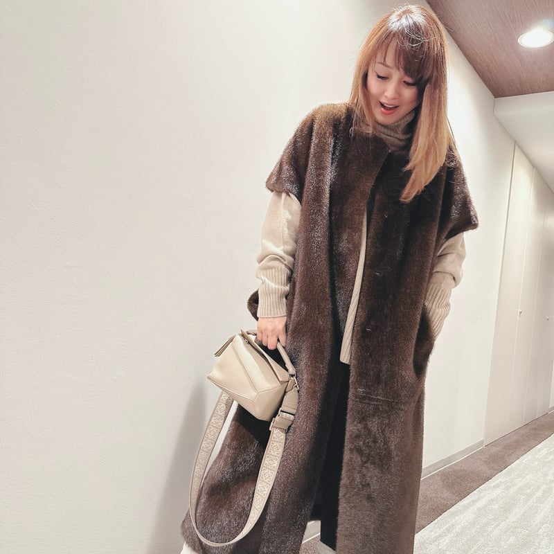 ミンク毛皮　ミンクファー　ミンクベスト　ミンクロングベスト エコミンクファーロングベスト | Minayo Select