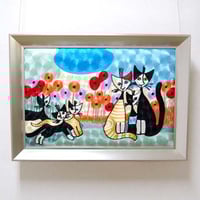 刺繍絵画(69×49) ロジーナ「花とネコ」 商品番号：is1087-rw-60 | Mina