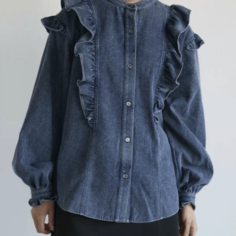 お月様 さま専用  A.P.C. julia pleated フリルデニムシャツ 石井亜美さんコラボ》フリルデニムシャツ