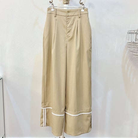 配色パイピングラインタックワイドパンツ