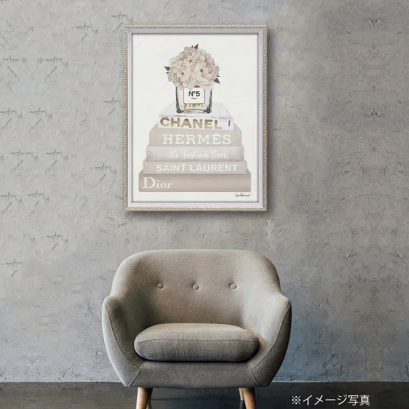 オマージュキャンバスアート「クリーム ピオニー ブックスタック オマージュキャンバスアート「クリーム ピオニー ブックスタック