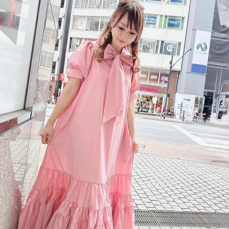半袖ティアードフリルリボンワンピース | Minayo Select