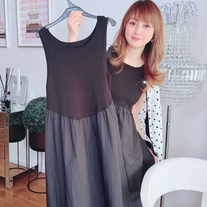 美品★ダーリッチ　ダブルリボンドッキングバルーンミニワンピース　ブラウンFL FL】ダーリッチ ダブルリボンドッキングバルーンミニワンピース
