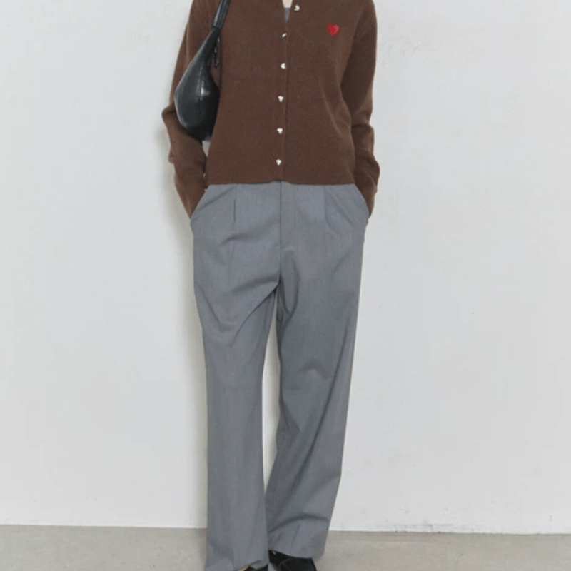 ハート刺繍＆ボタンカーディガン | Minayo Select