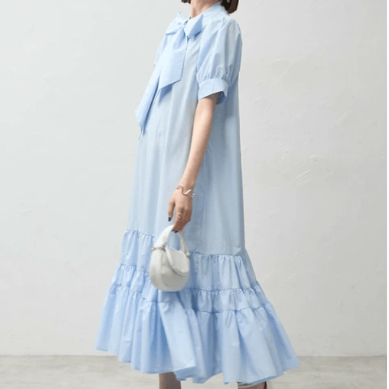 半袖ティアードフリルリボンワンピース | Minayo Select