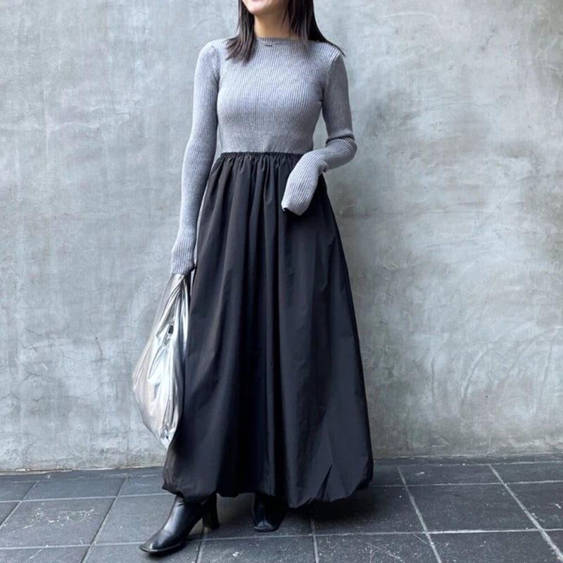 美奈代さんがインスタライブで着用】ナイロン×ニットクルーネック 