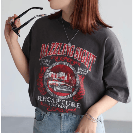 カレッジロゴヴィンテージライクピグメントTシャツ