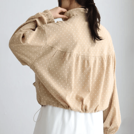 ドット刺繍ジップアップブルゾン