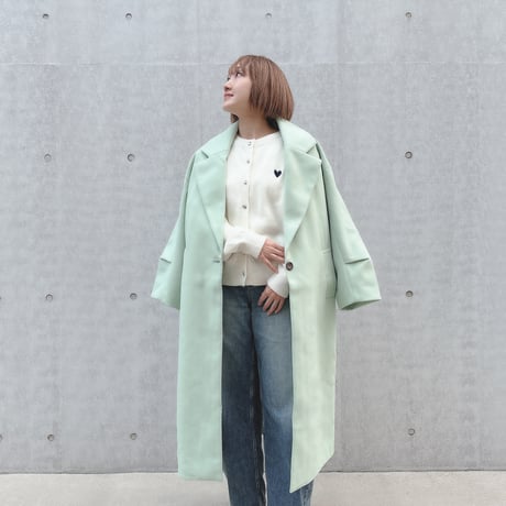 ニットモッサ袖タックチェスターコート