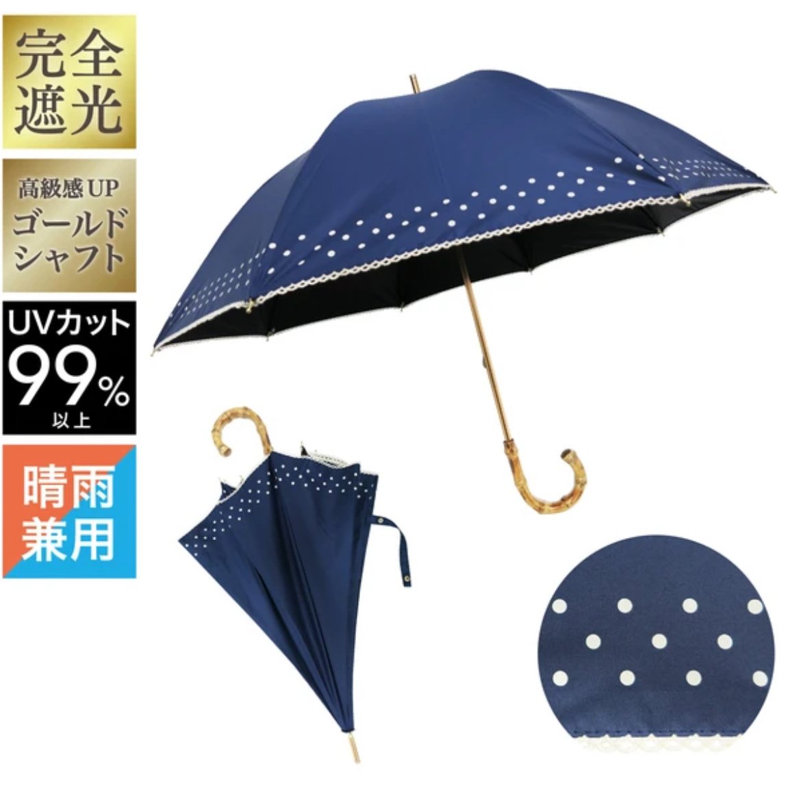 完全遮光日傘 ドット＆ピコレース | Minayo Select