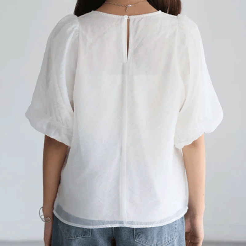 Ohga SAVON ブラウス ホワイト 半袖 bulle de savon（ビュルデサボン）の「オックス コック半袖