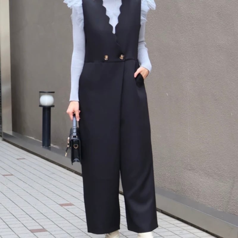 スカラップポケット付きサロペットパンツ | Minayo Select