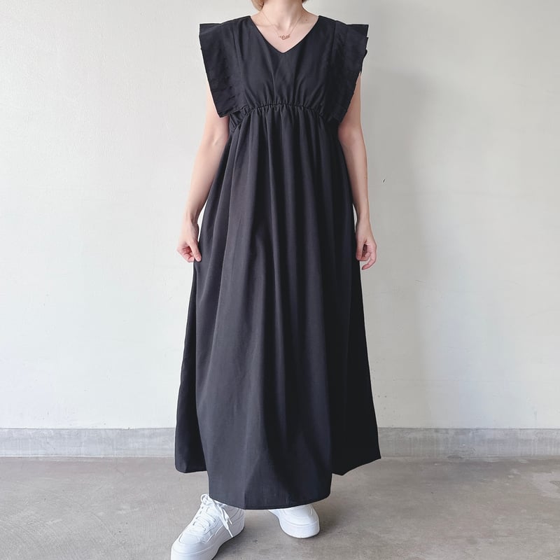 バックスリットチェック柄肩プリーツワンピース | Minayo Select