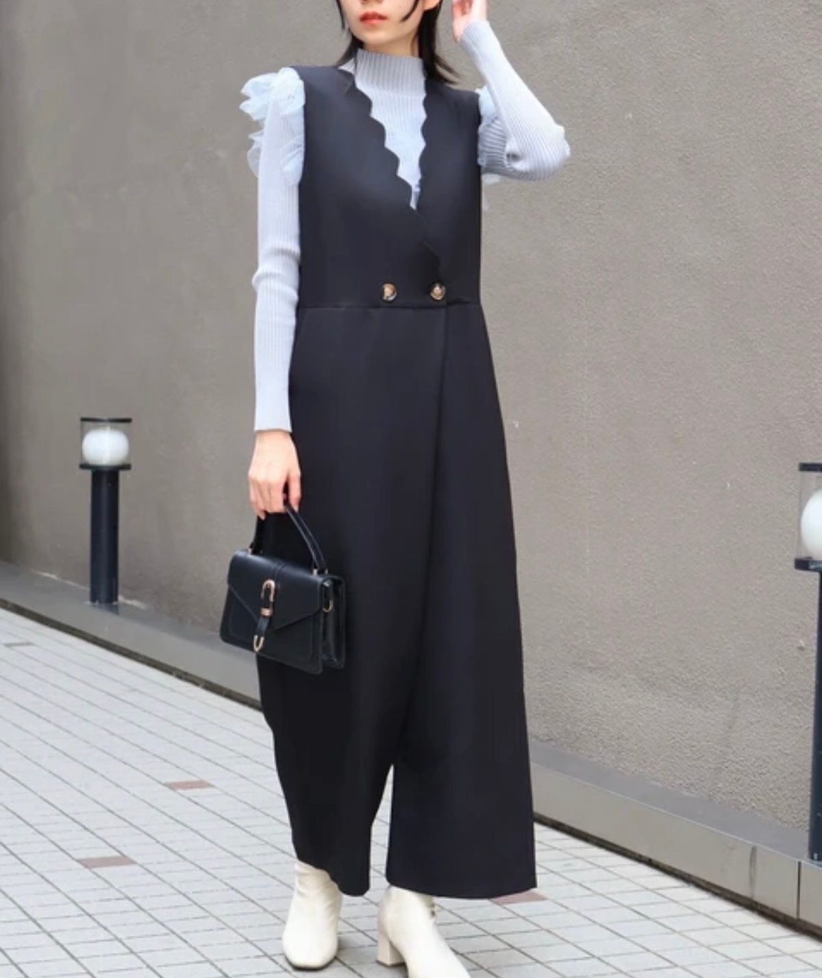 スカラップポケット付きサロペットパンツ | Minayo Select