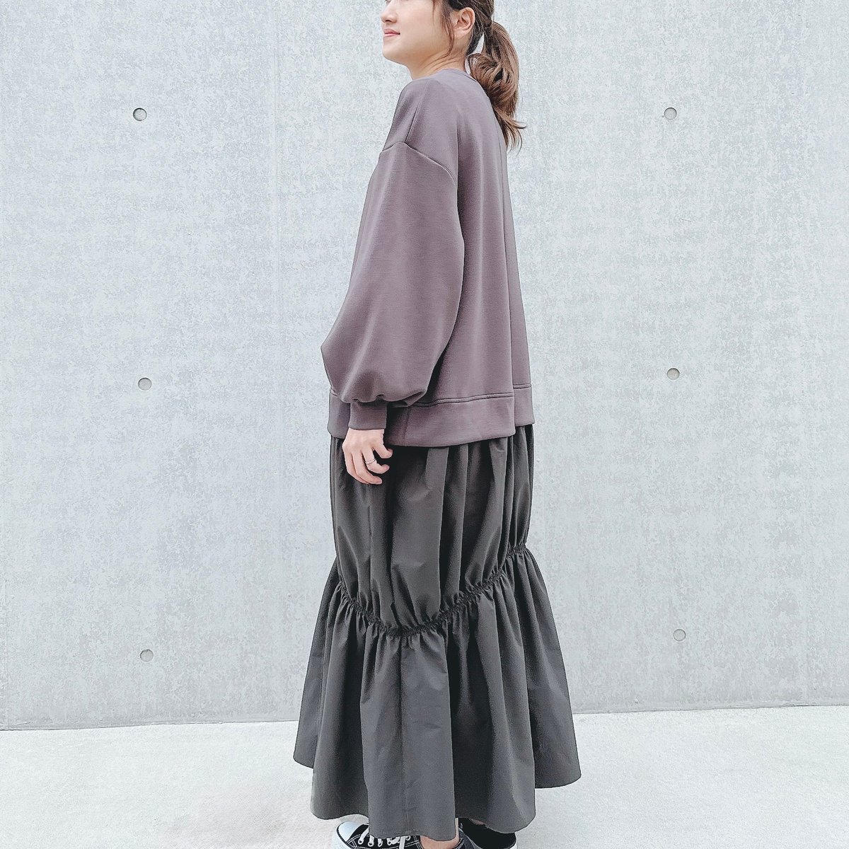 ドッキングギャザーワンピース 異素材ドッキングギャザーワンピース | Minayo Select