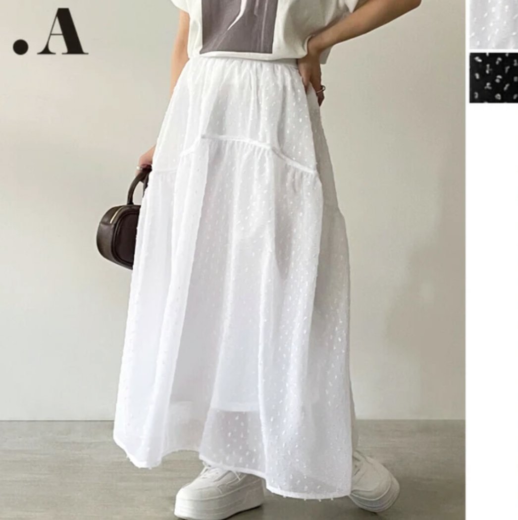 美奈代さんがインスタライブで着用】リボン付きギャザーフレア 美奈代さんがインスタライブで着用】リボン付きギャザーフレア