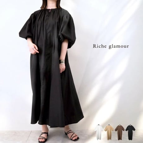 【SUMMER SALE】T/Cブロード　2WAYボリュームスリーブワンピース