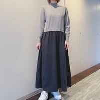 布帛ドッキングニットワンピース