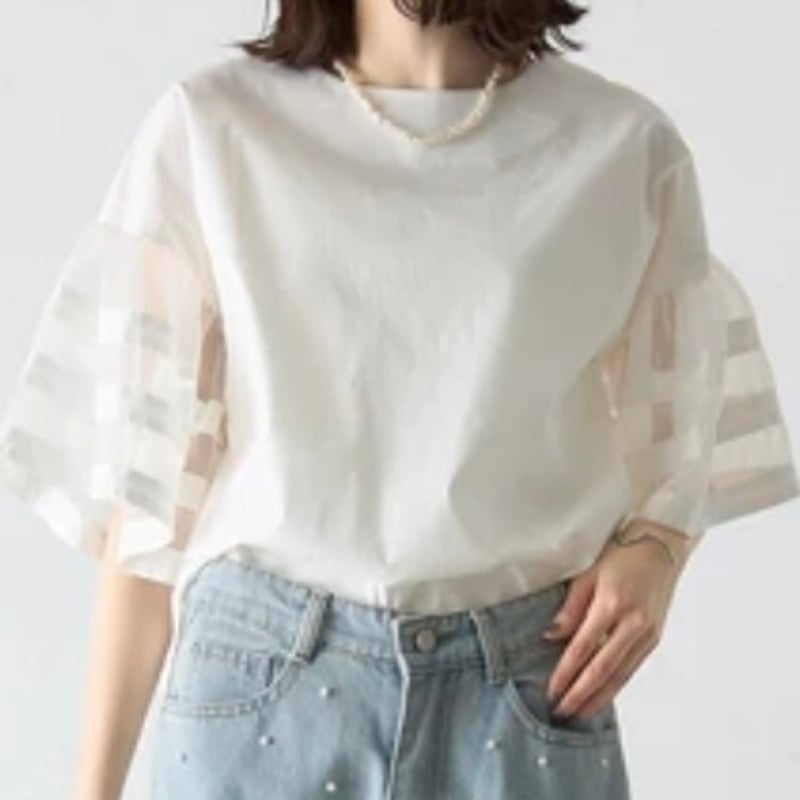 オーガンジーラインスリーブトップス | Minayo Select