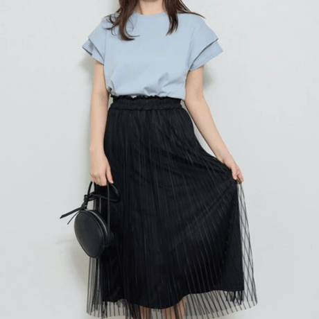 レイヤードデザイン袖Tシャツ
