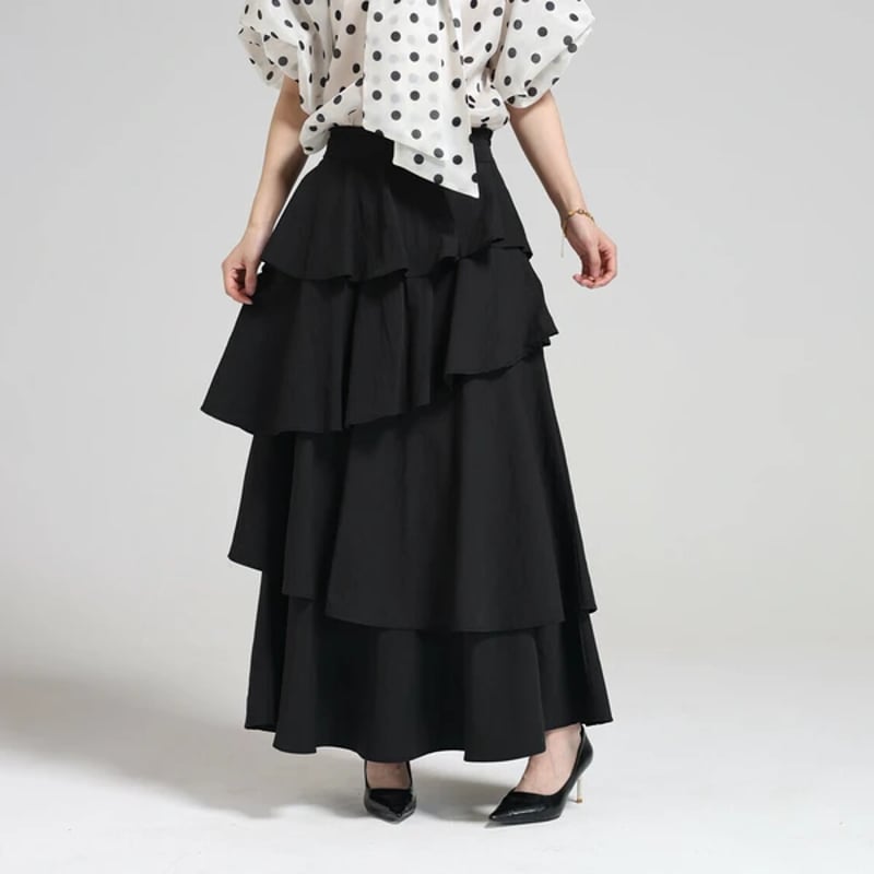 ティアードデザインマキシフレアスカート | Minayo Select