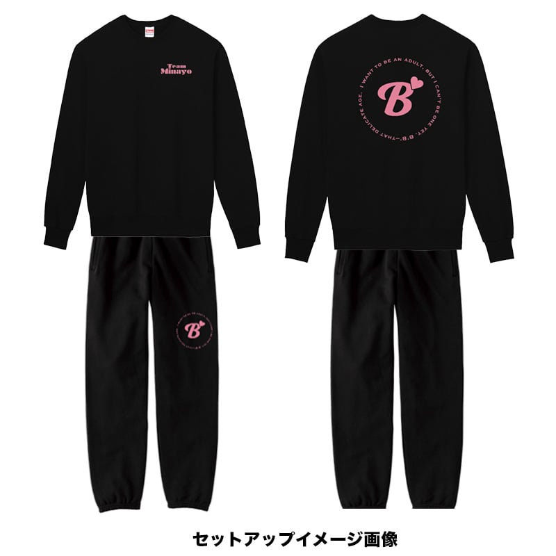 渡辺美奈代オリジナルB'スウェットパンツ ブラック×ピンク | Minayo Select