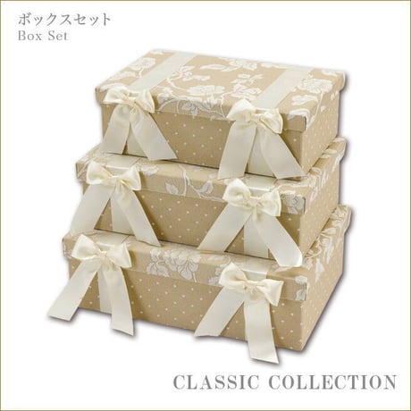 ジェニファーテイラー 　クラシックボックスセット　花柄ベージュ　3点セット 品番：is904-he-3778
