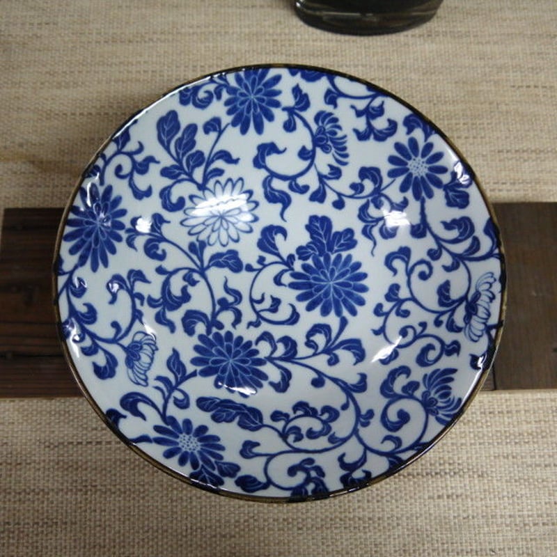 再入荷】染付菊唐草大鉢 美濃焼 25.5x7.5cm 商品番号:bl-60719 再入荷】染付菊唐草大鉢 美濃焼 25.5x7.5cm 商品番号:bl-60719