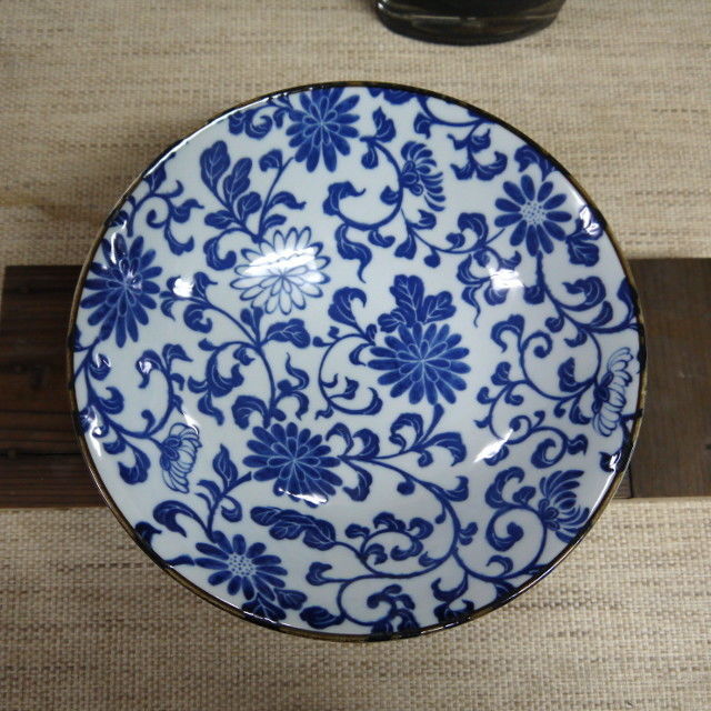 再入荷】染付菊唐草大鉢 美濃焼 25.5x7.5cm 商品番号：bl-60719 | Min...