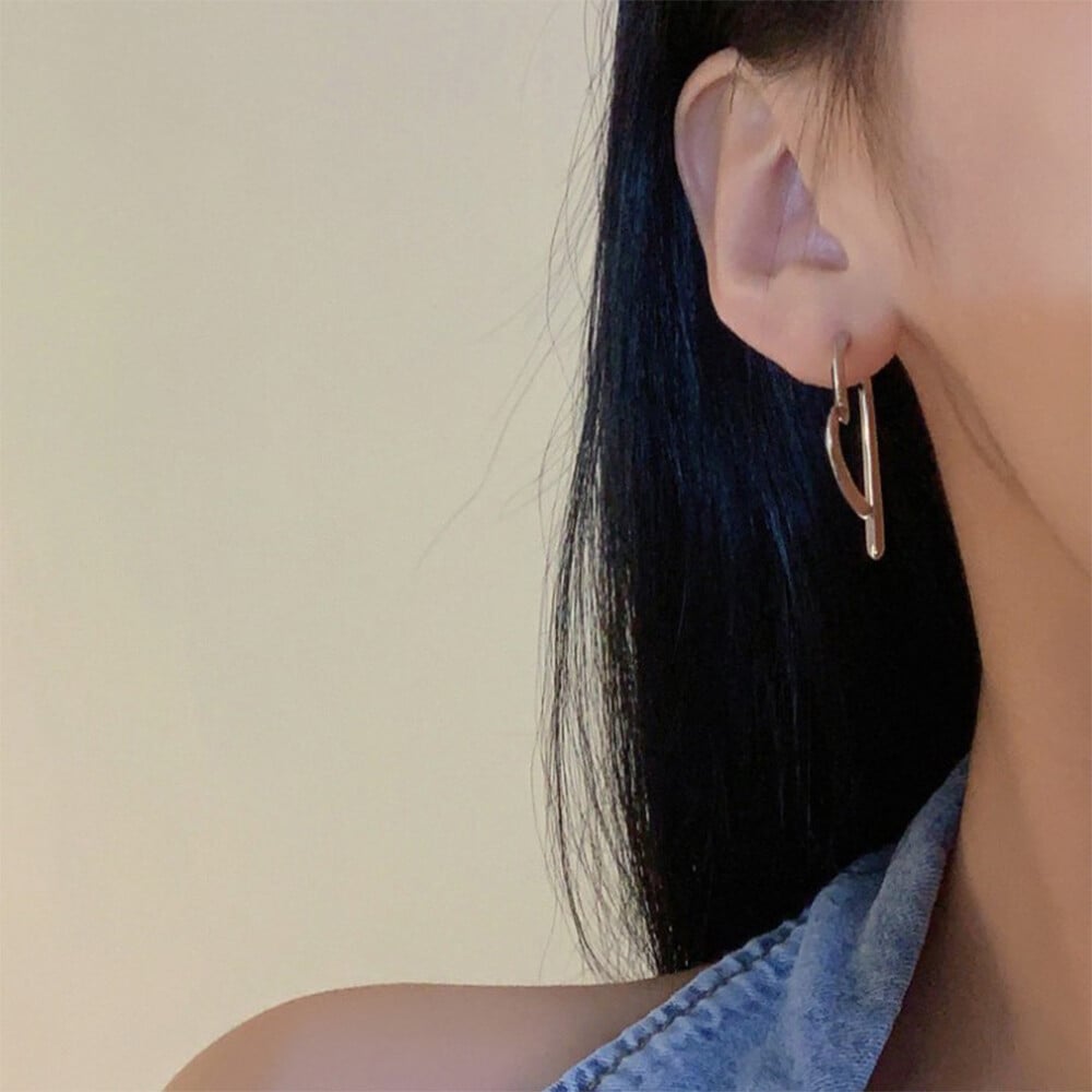 ふわっとハートのピアス ネイビー ハートデザインピアス | Minayo Select