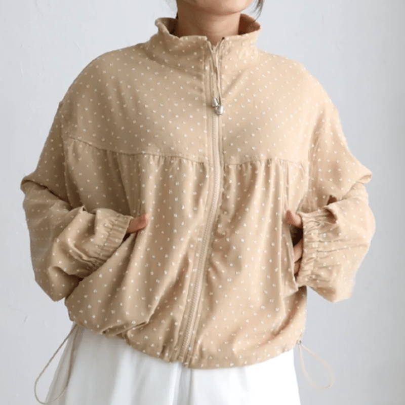 ドット刺繍ジップアップブルゾン | Minayo Select