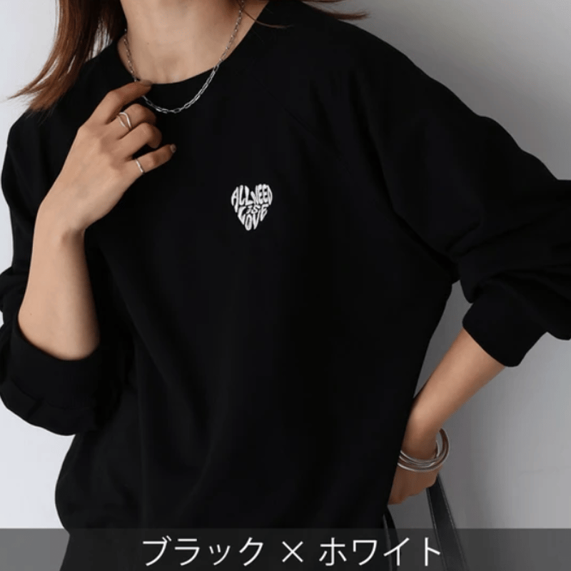 ハートロゴラメ刺繍ラグランスウェット | Minayo Select