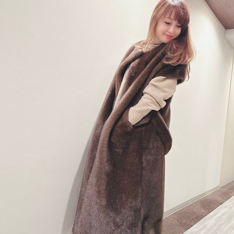 毛皮　とみゑ　リアルファー　　ミンク　ファージレ　ロングベスト 毛皮 とみゑ リアルファー ミンク ファージレ ロングベスト ミンク